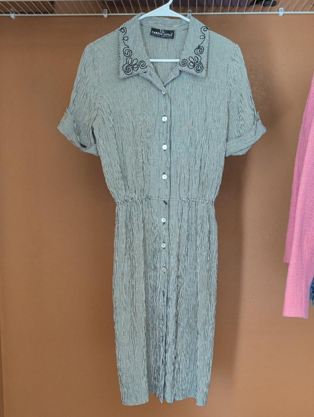 Vintage 90s Carole Little Black & White Button-Front Midi Dress